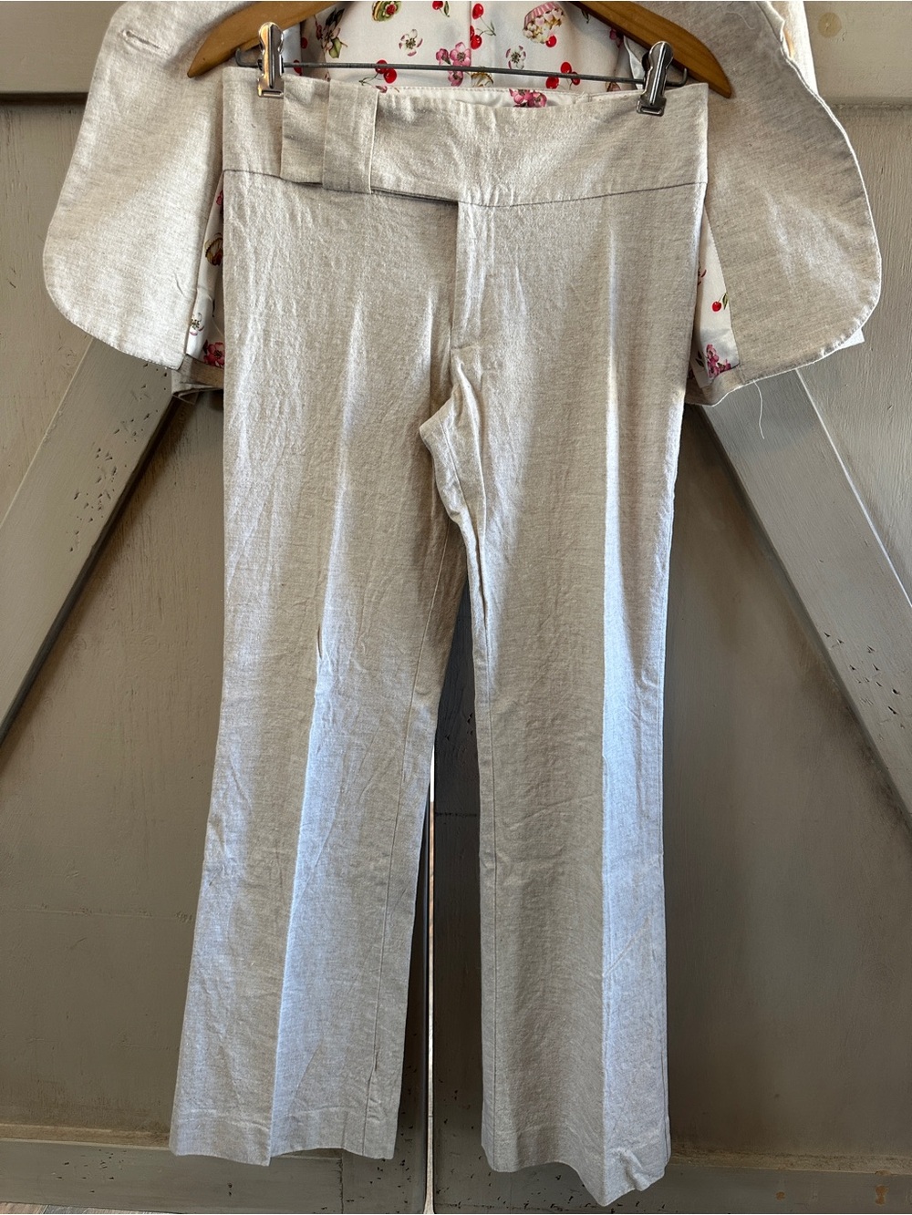 Necessary Objects Linen Blend Pant Suit Size M/6 Beige Oatmeal Blazer Trousers - Picture 4 of 16